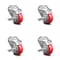 Service Caster 3 Inch Red Polyurethane Wheel Swivel Bolt Hole Caster Set with Brake SCC SCC-BH20S314-PPUB-RED-TLB-4 - alternate 1